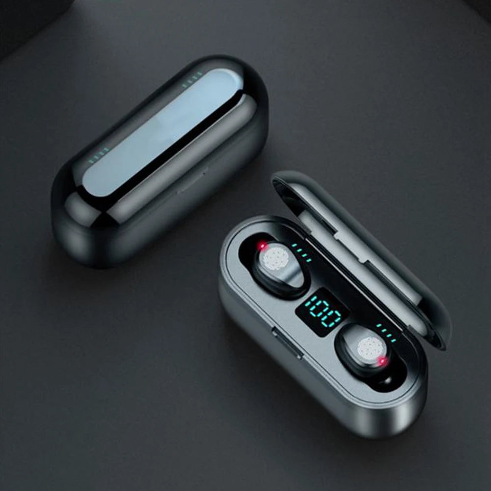 JMT-720010 Wireless Earbuds F9 TWS 5.0 with 2000mAh Charging Case and LED Display for Sports and Gaming