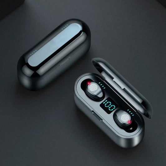 JMT-720010 Wireless Earbuds F9 TWS 5.0 with 2000mAh Charging Case and LED Display for Sports and Gaming