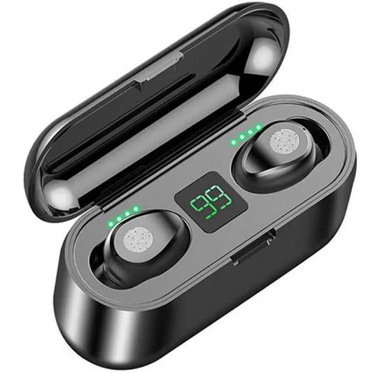 JMT-720010 Wireless Earbuds F9 TWS 5.0 with 2000mAh Charging Case and LED Display for Sports and Gaming