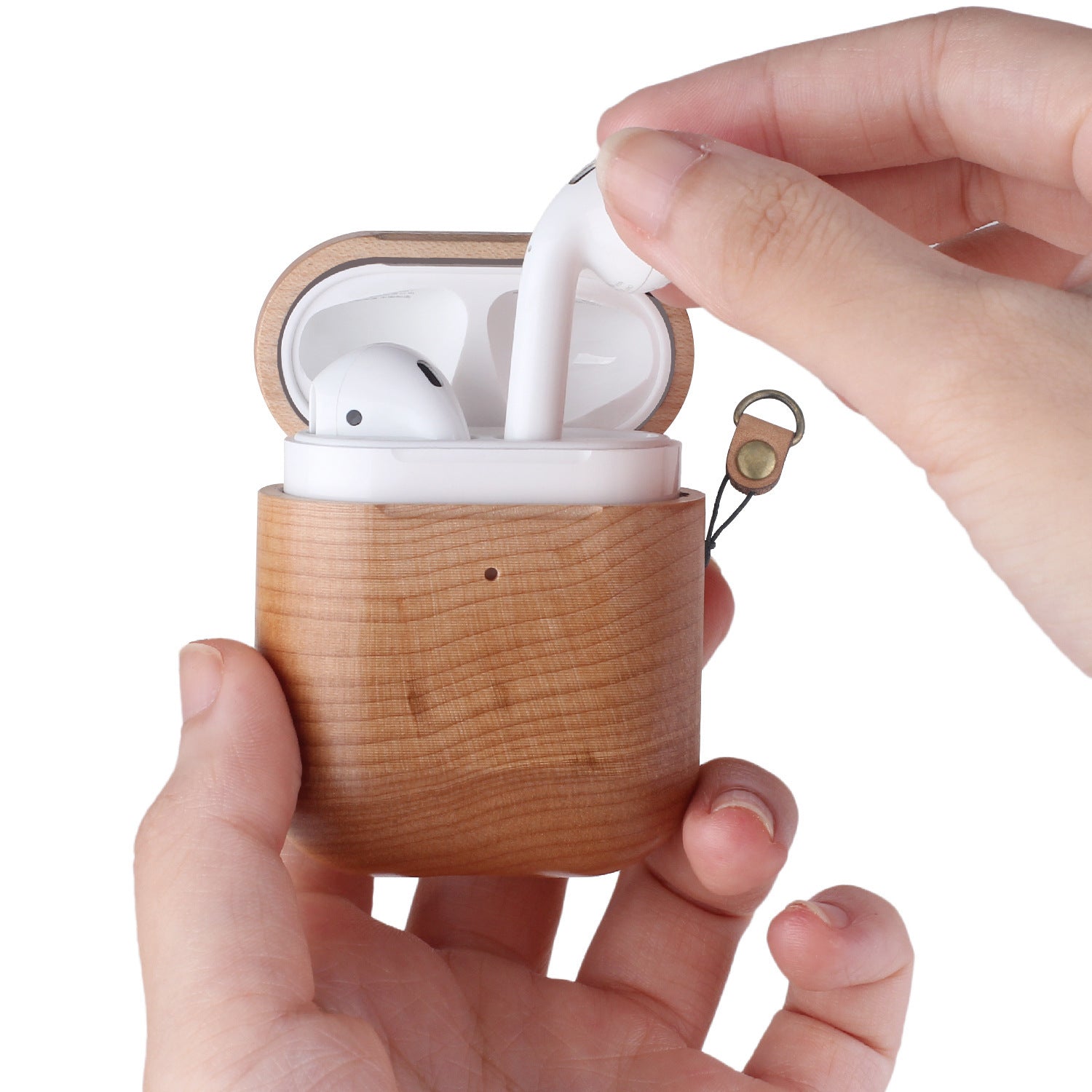 JMT-720970 Solid Wood AirPods Holster - Easy Install and Disassemble, Scratch-Resistant Design