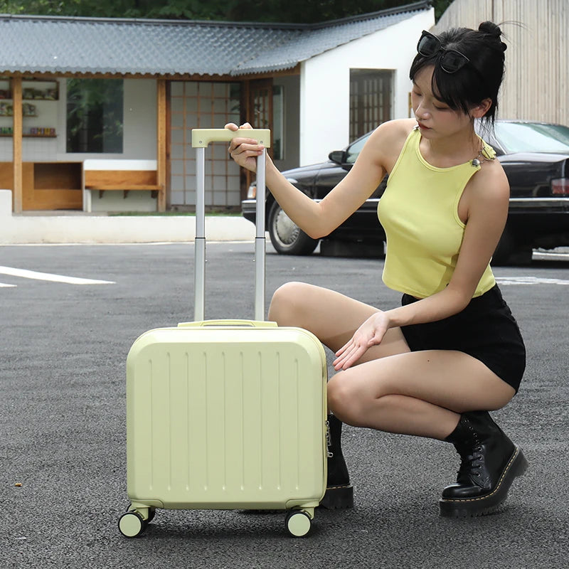 JMT-721034 18-Inch Cabin Trolley Case with USB Charging Port and Cup Holder for Convenient Travel
