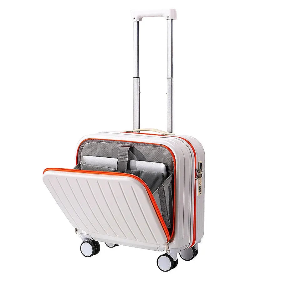 JMT-721034 18-Inch Cabin Trolley Case with USB Charging Port and Cup Holder for Convenient Travel