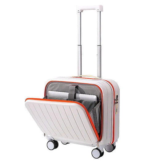 JMT-721034 18-Inch Cabin Trolley Case with USB Charging Port and Cup Holder for Convenient Travel