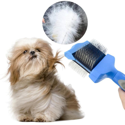 JMT-721226 Double-Sided Pet Brush for Dogs and Cats – Stainless Steel Pin Grooming Tool for Shedding, Detangling, and Cleaning