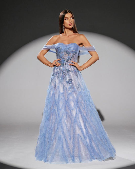 JMT-721226 Elegant Blue Evening Gown for Women - SH0109 Design