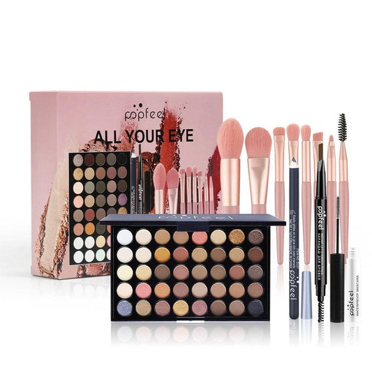 JMT-721418 40-Color Eye Shadow Makeup Set with Brush - Versatile Brown Tones for All Skin Types