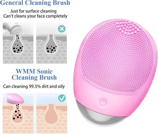 JMT-722122 High-Frequency Vibration Silicone Facial Cleansing Brush - USB Rechargeable, Waterproof, Unisex Skin Care Tool