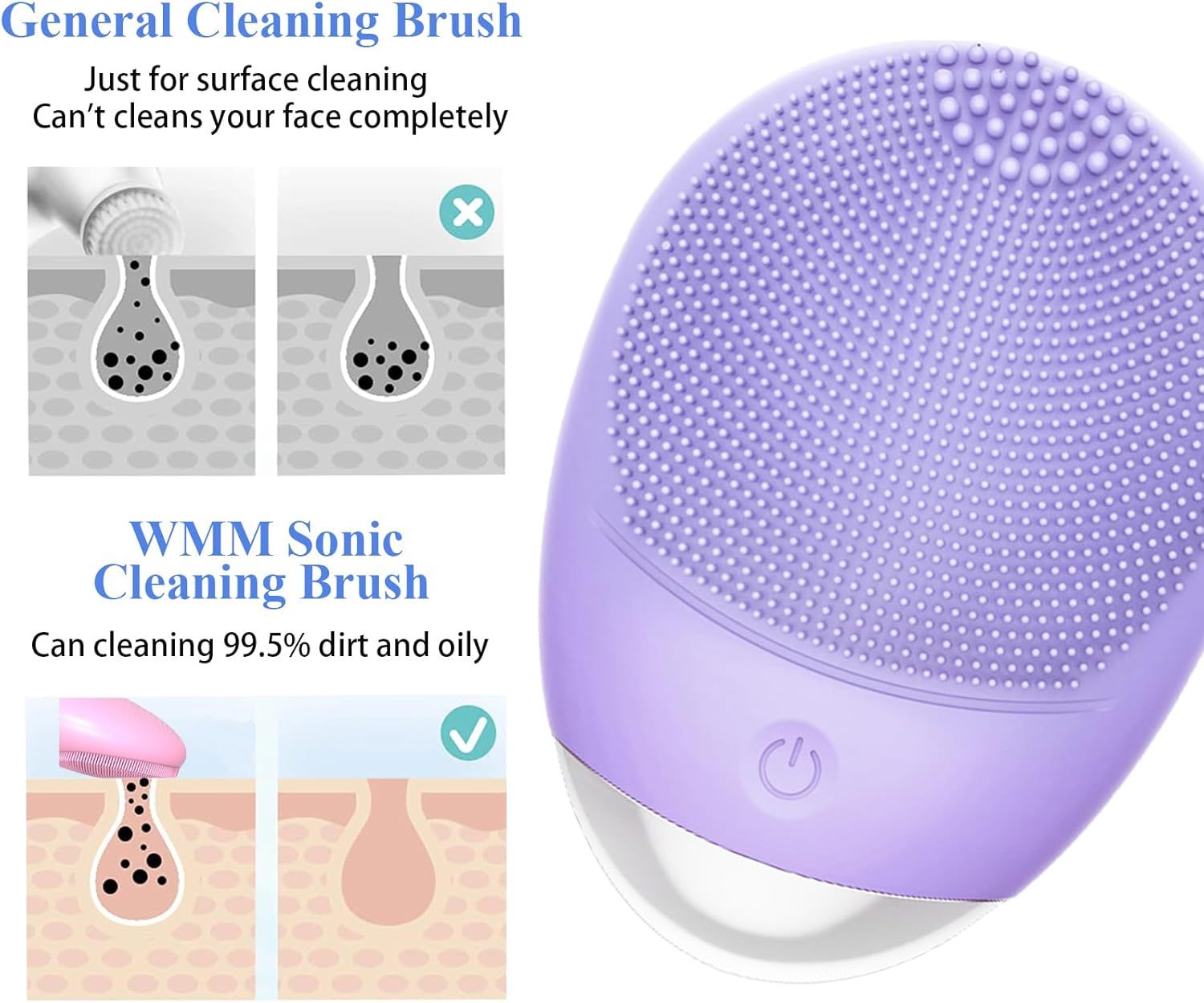 JMT-722122 High-Frequency Vibration Silicone Facial Cleansing Brush - USB Rechargeable, Waterproof, Unisex Skin Care Tool