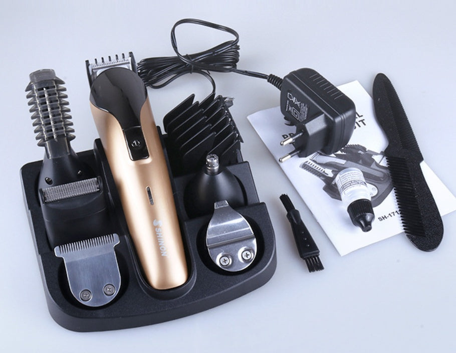 JMT-722378 6-in-1 Stainless Steel Multifunctional Hair Clipper with Quick-Change Blades and Long Battery Life