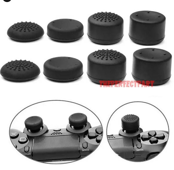 JMT-722762 Black Silicone Thumb Stick Grip Covers for PS4 and Xbox One Controllers - 8 Pack