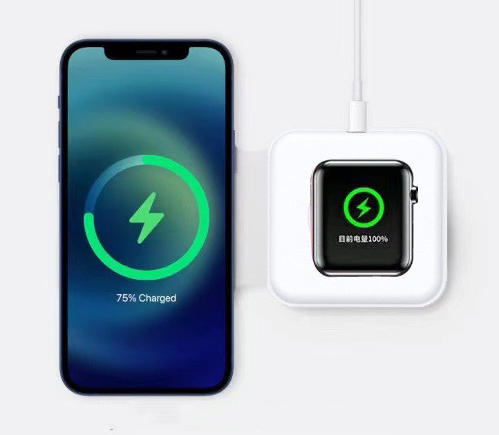 JMT-722826 Folding Dual Wireless Charger with MagSafe Compatibility for iPhone, Apple Watch, and Headphones