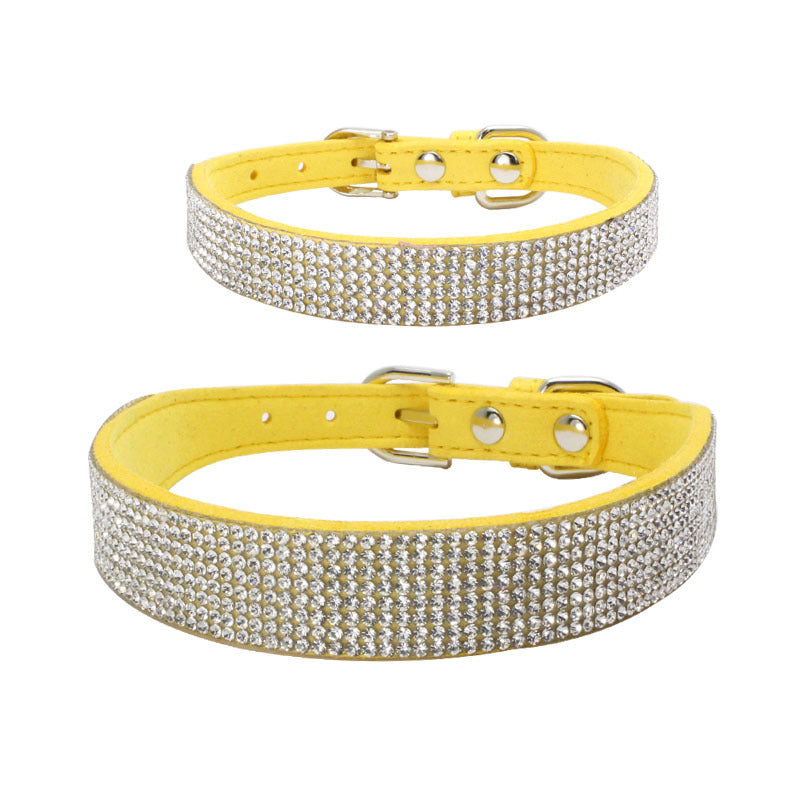 JMT-722954 Sparkling Rhinestone Dog Collar with Adjustable Size and Durable Microfiber Material