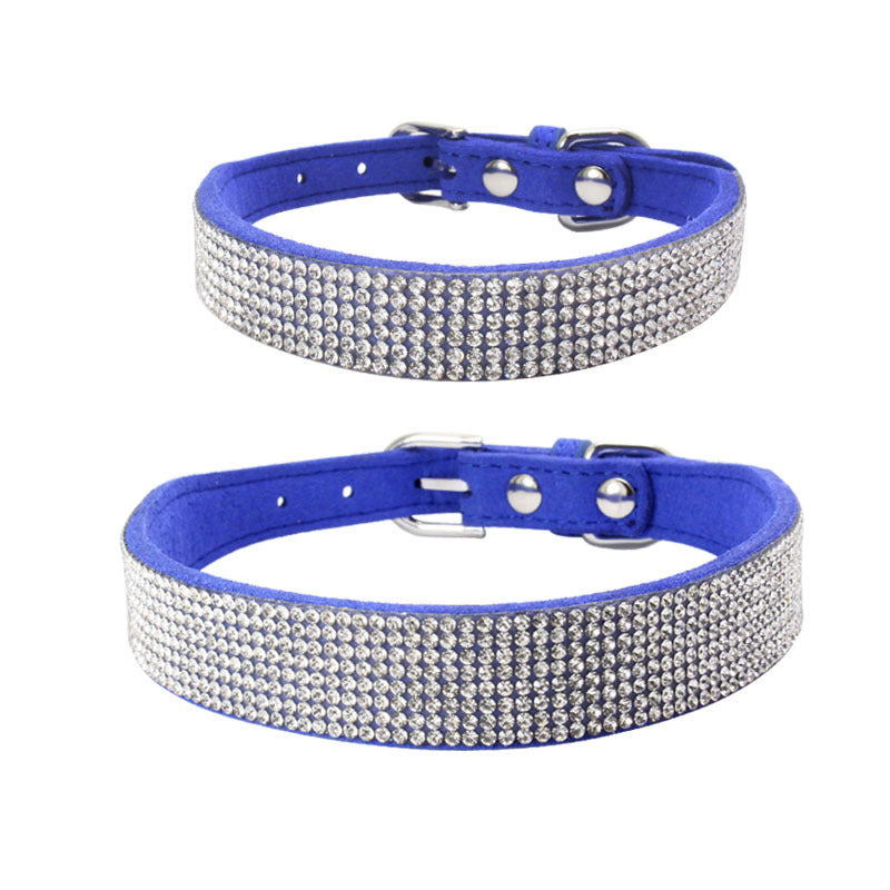JMT-722954 Sparkling Rhinestone Dog Collar with Adjustable Size and Durable Microfiber Material