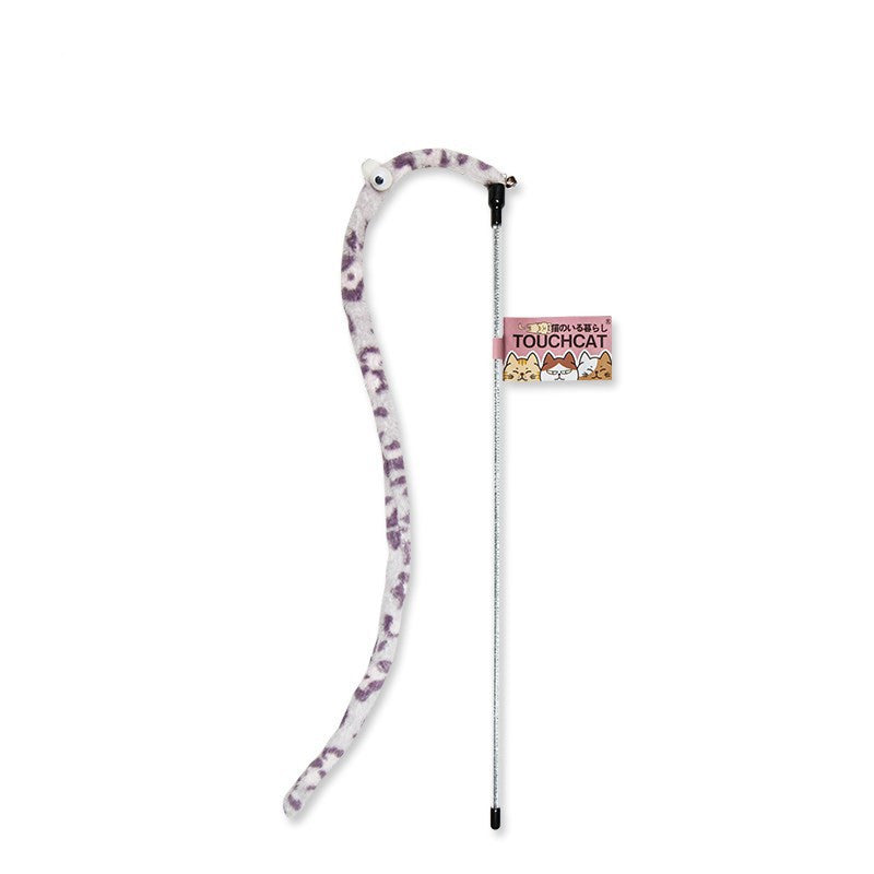 JMT-723274 Long Feather Cat Wand Toy with Colorful Stripes for Playful Kittens