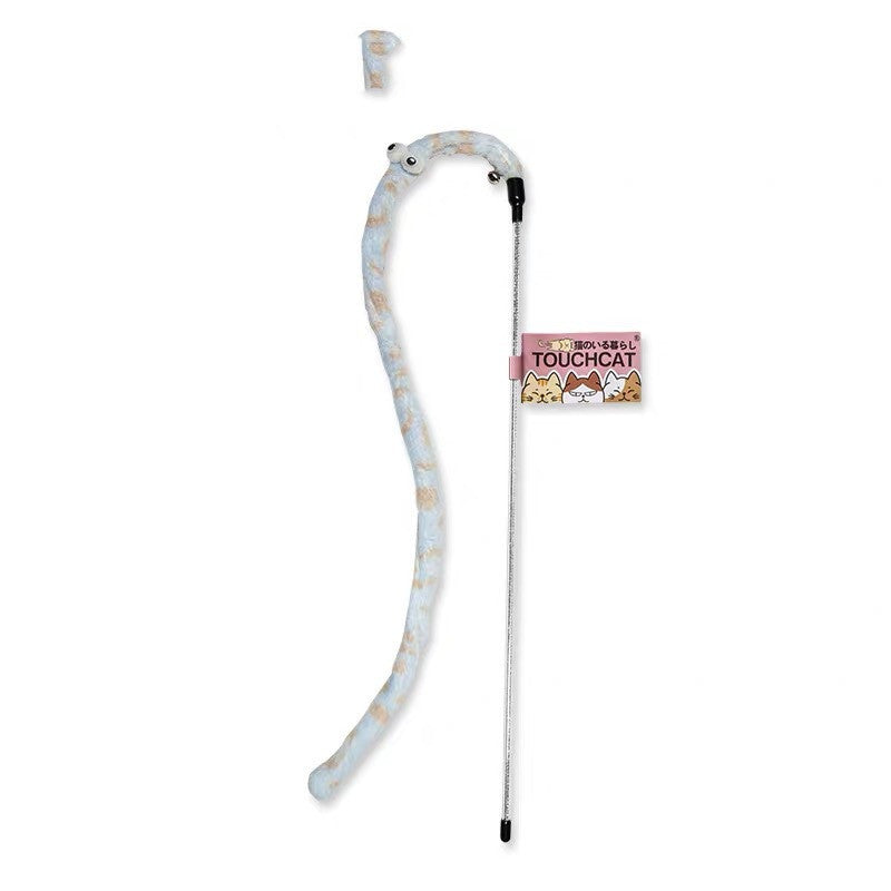 JMT-723274 Long Feather Cat Wand Toy with Colorful Stripes for Playful Kittens