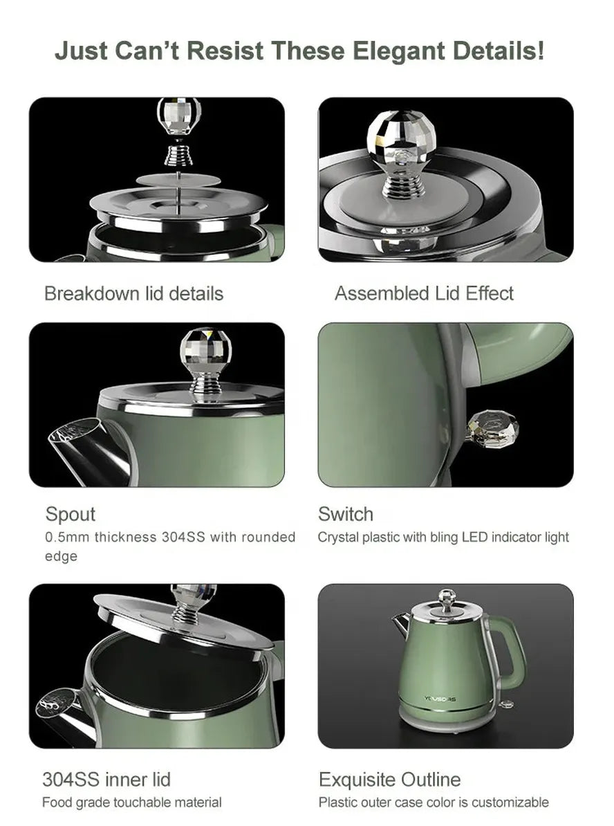 JMT-723402 Stainless Steel Double Wall Electric Kettle for Efficient Heating
