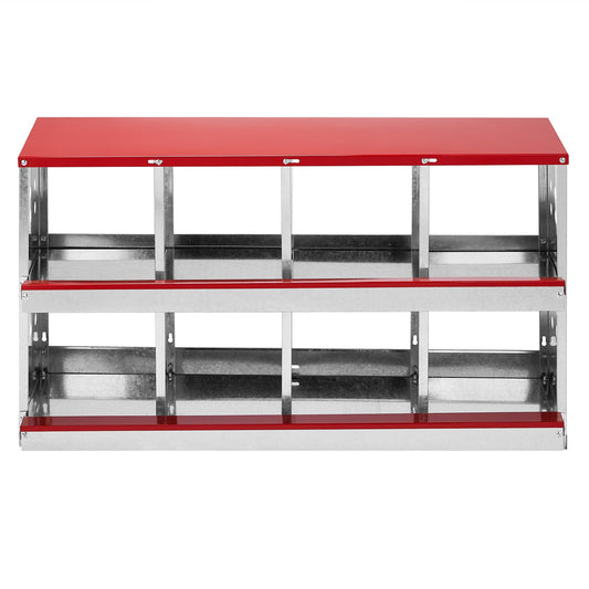 JMT-723466 8 Compartment Chicken Nesting Box for Poultry - Durable Iron and Plastic Construction, Hen-Friendly Design