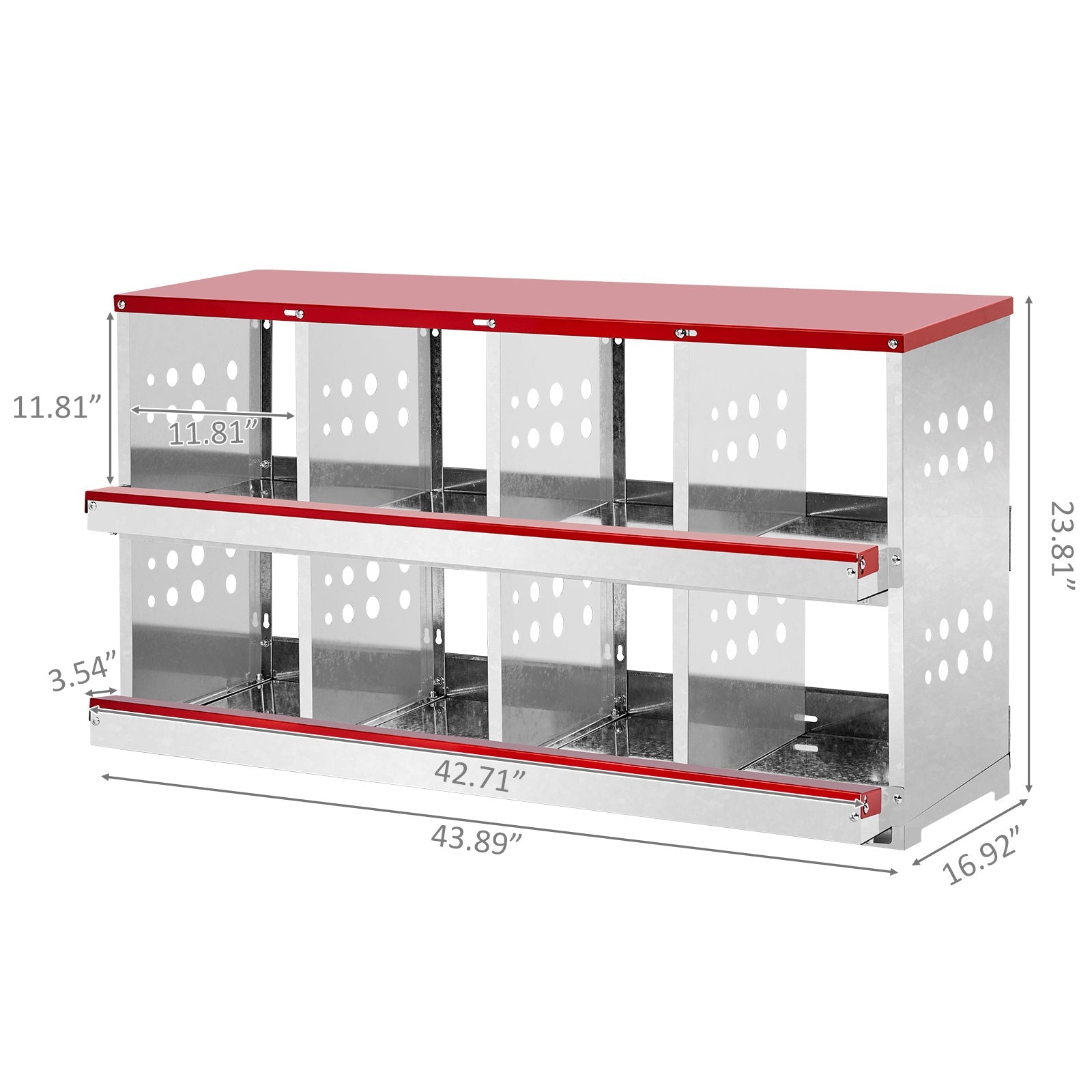 JMT-723466 8 Compartment Chicken Nesting Box for Poultry - Durable Iron and Plastic Construction, Hen-Friendly Design