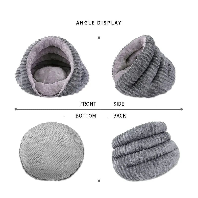 JMT-723594 Cozy Tunnel Cat Nest Sleeping Bag, Foldable and Washable Velvet Bed for Pets, 45x45x30cm, Gray