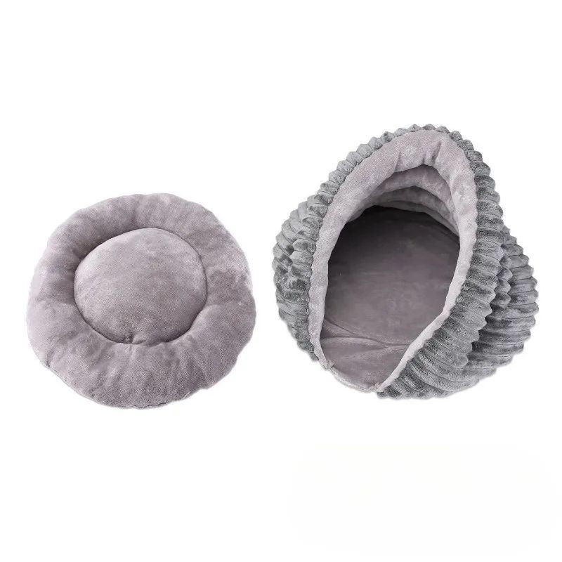 JMT-723594 Cozy Tunnel Cat Nest Sleeping Bag, Foldable and Washable Velvet Bed for Pets, 45x45x30cm, Gray