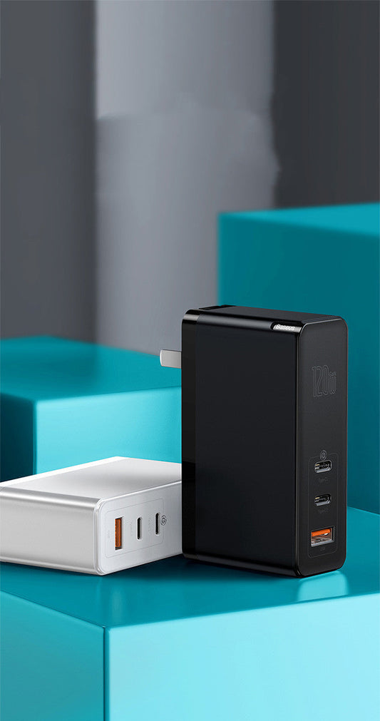 JMT-723978 GaN Mini Fast Charger with USB A Output and Dual Fast Charging Cables