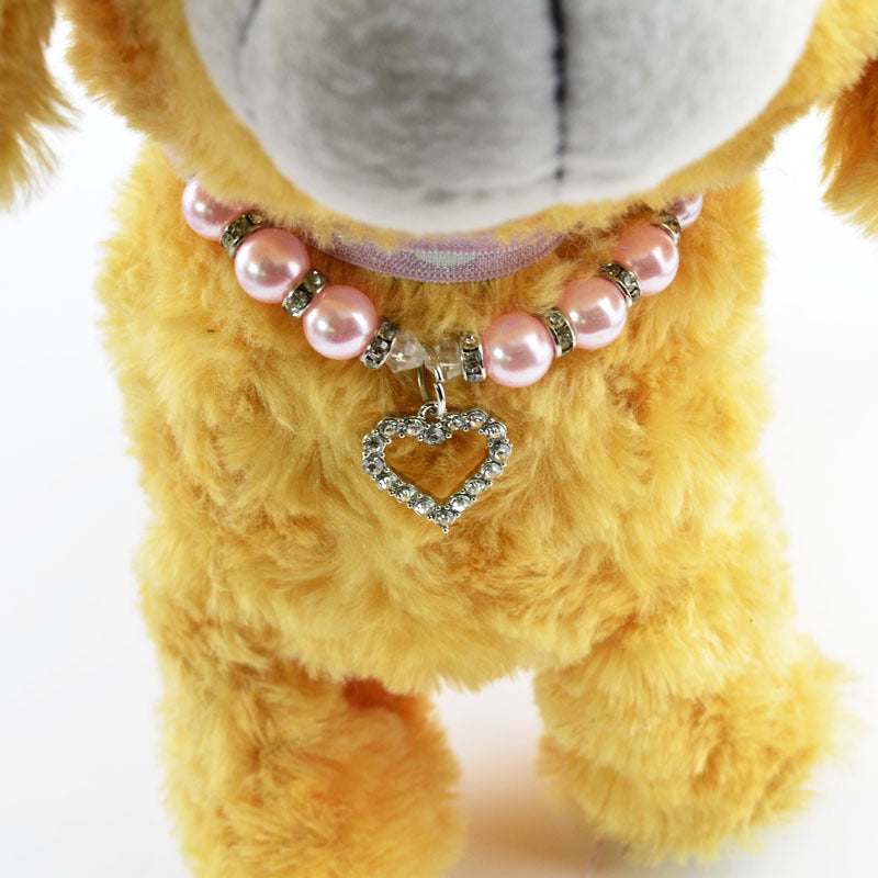 JMT-724106 Elegant Pet Pearl Necklace with Rhinestone Accents - Multiple Sizes Available