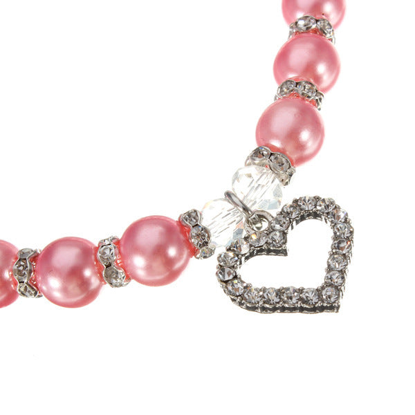 JMT-724106 Elegant Pet Pearl Necklace with Rhinestone Accents - Multiple Sizes Available