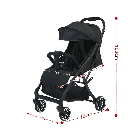 JMT-724298 Ultra-Compact Lightweight Travel Stroller for Babies - Environmentally Friendly Grey Design