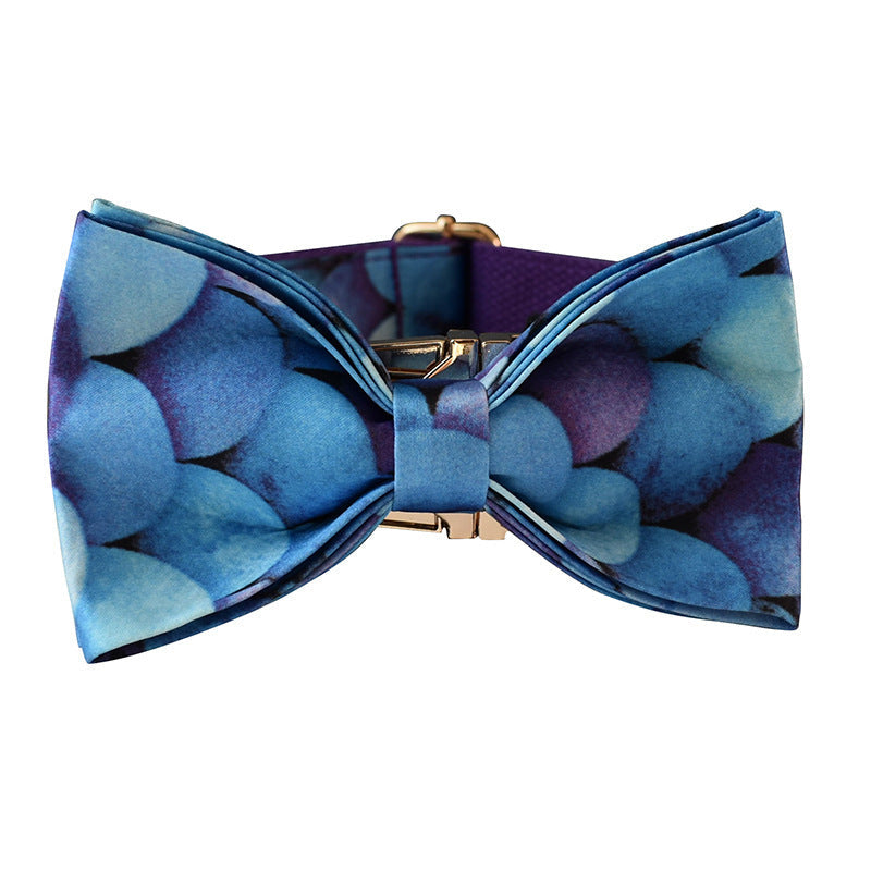 JMT-724618 Purple Cotton Bowknot Dog Collar with Metal Buckle - Adjustable Size S to XL