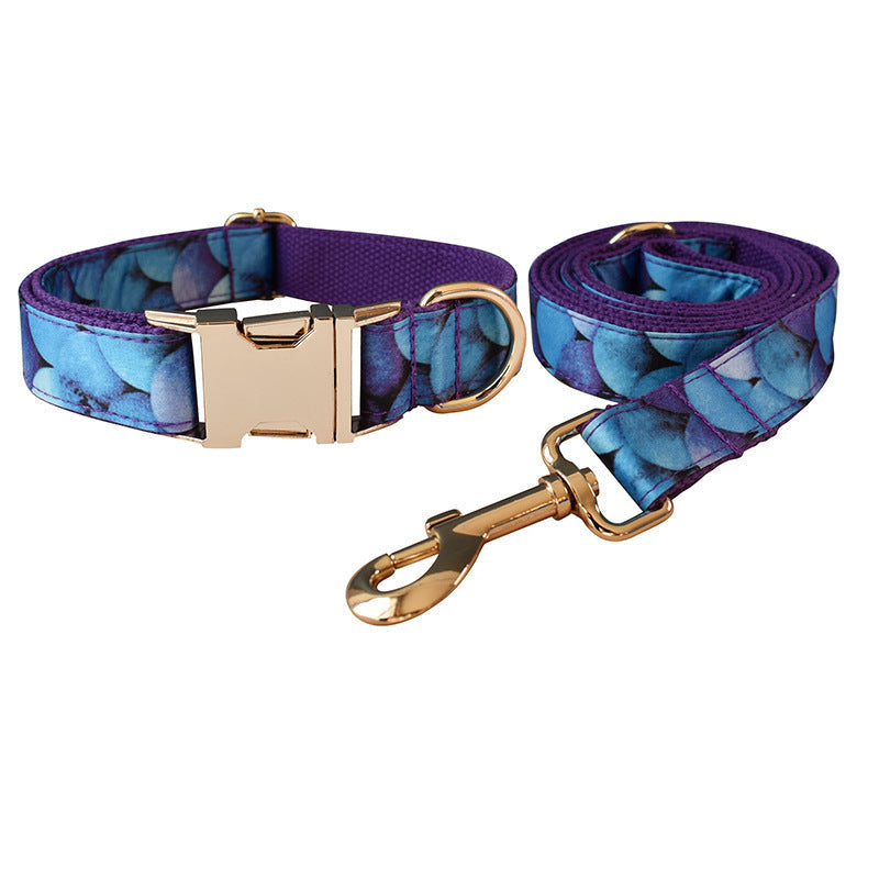 JMT-724618 Purple Cotton Bowknot Dog Collar with Metal Buckle - Adjustable Size S to XL