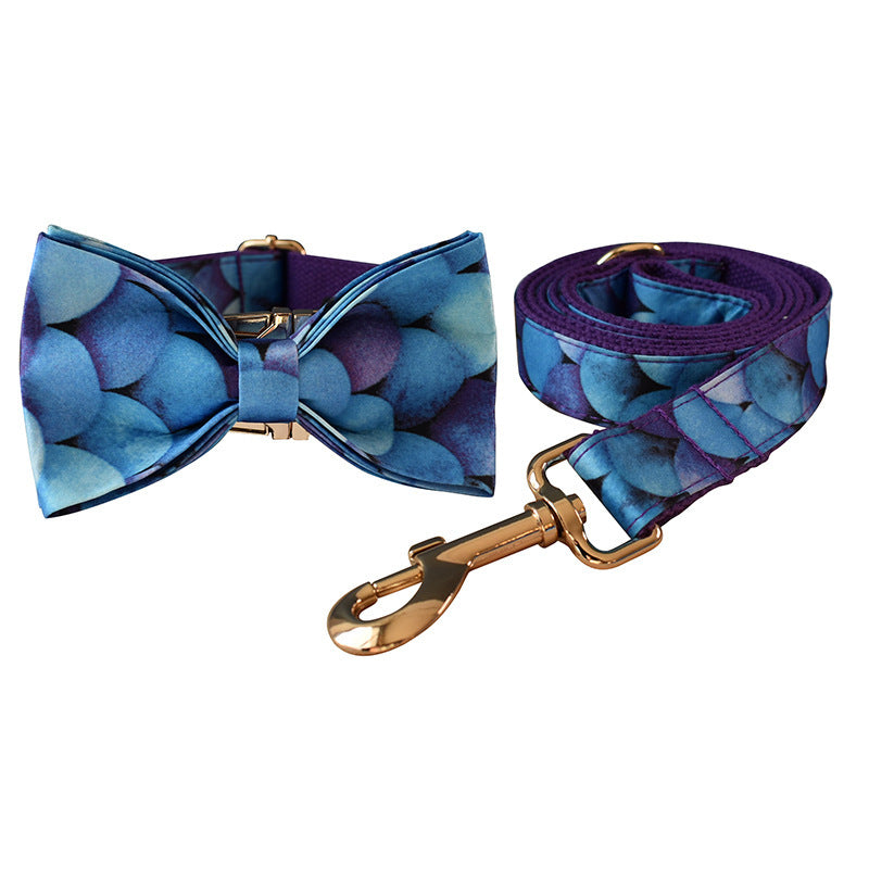 JMT-724618 Purple Cotton Bowknot Dog Collar with Metal Buckle - Adjustable Size S to XL