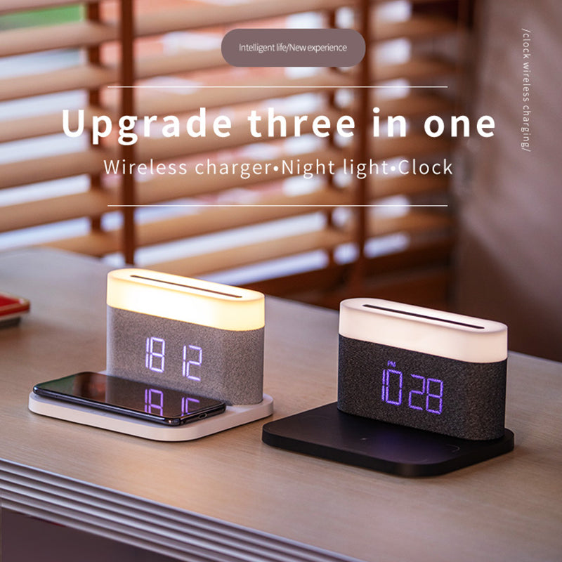 JMT-724938 Wireless Charging Alarm Clock with Night Light and Table Lamp Function
