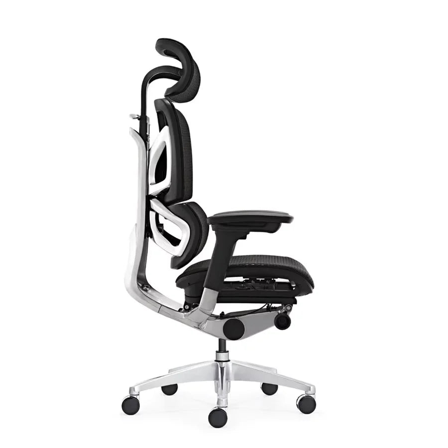 JMT-725194 Contemporary Adjustable Office Chair with Headrest in Genuine Leather, Suitable for Executive Workspaces