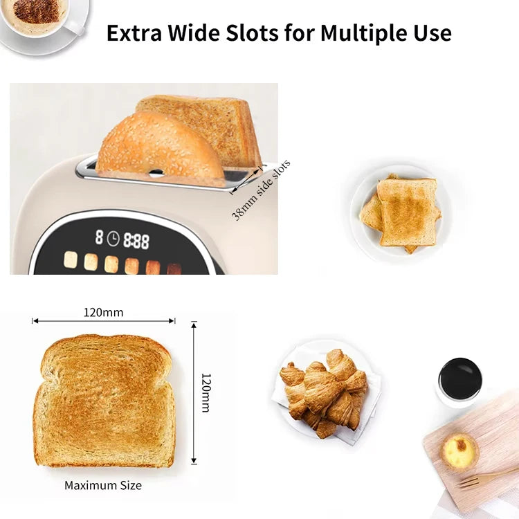 JMT-725386 Smart Touch Control 2-Slice Retro Toaster with Touch Screen Functionality