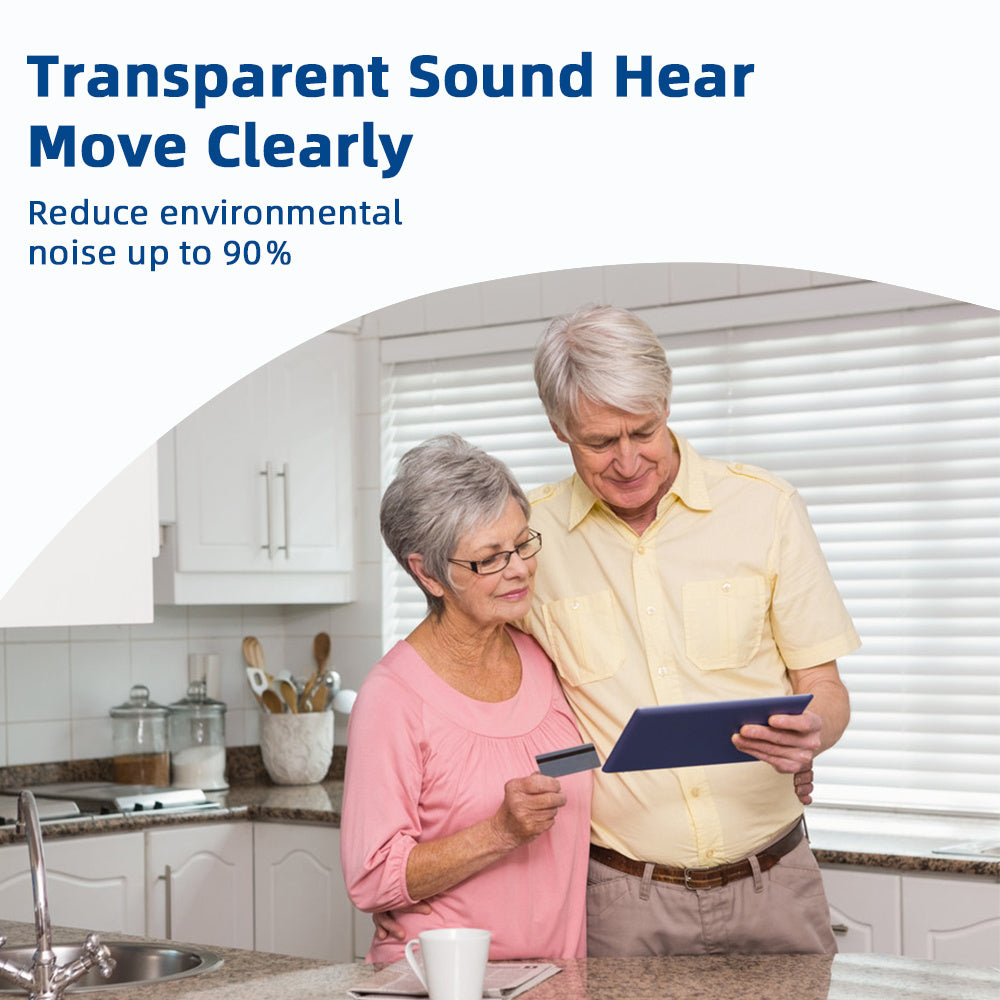 JMT-725578 Rechargeable Hearing Amplifier with Portable Charging Case, 8 Channels, 12 Bands, and Intelligent Noise Cancellation