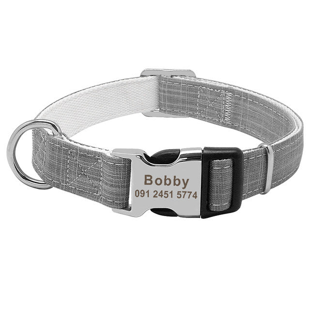 JMT-725770 Customizable Engraved Nylon Dog Collar for Medium and Large Breeds - Adjustable and Available in Red, Blue, and Orange