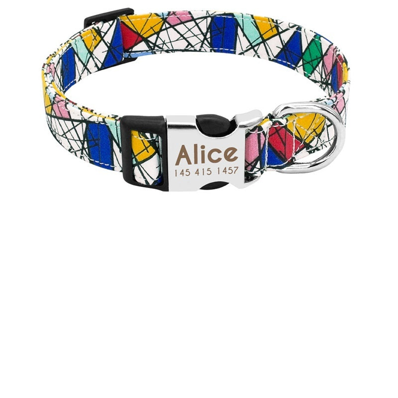 JMT-725770 Customizable Engraved Nylon Dog Collar for Medium and Large Breeds - Adjustable and Available in Red, Blue, and Orange