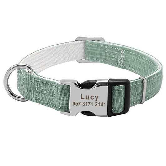 JMT-725770 Customizable Engraved Nylon Dog Collar for Medium and Large Breeds - Adjustable and Available in Red, Blue, and Orange