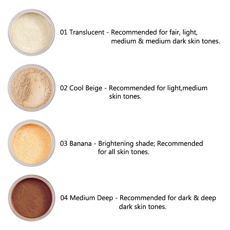 JMT-726026 Matte Oil Control Loose Powder - Translucent, Cool Beige, Banana, Medium Deep - 40g