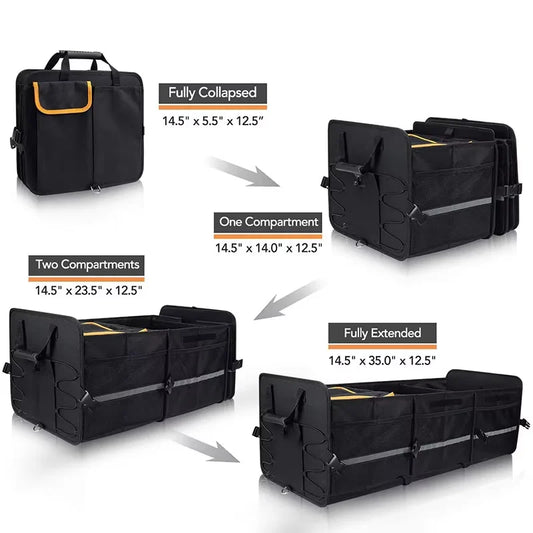 JMT-726218 Foldable Multi-Compartment Car Trunk Organizer with Premium Insulated Cooler Bag