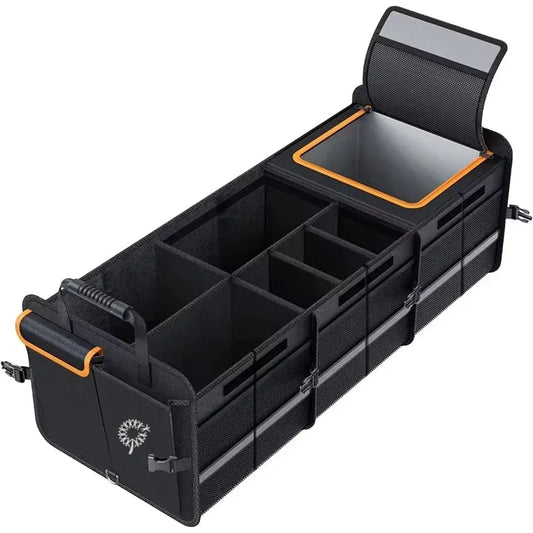 JMT-726218 Foldable Multi-Compartment Car Trunk Organizer with Premium Insulated Cooler Bag