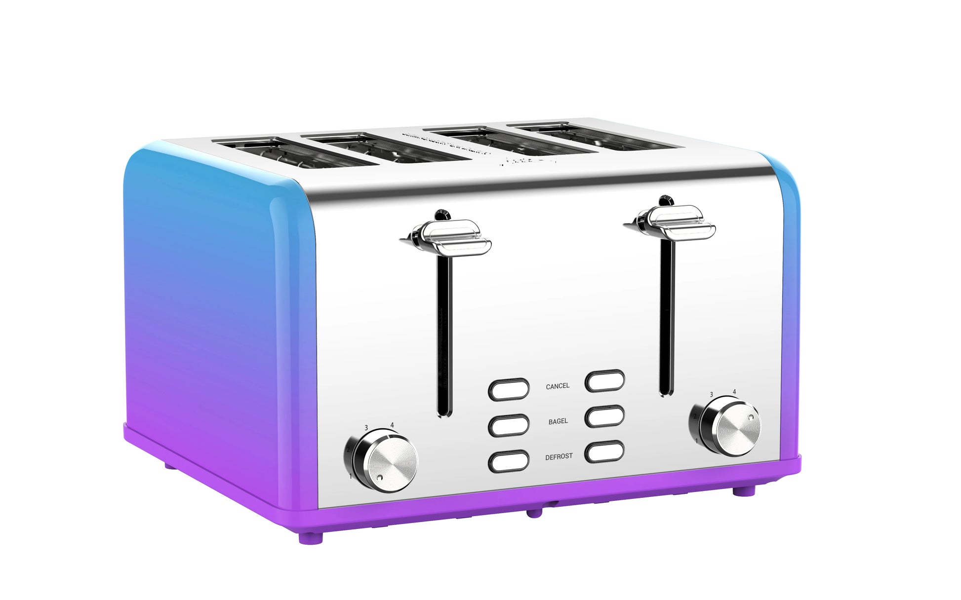 JMT-726538 Smart 4-Slice Stainless Steel Toaster with Custom LED Display for Sandwiches and Bread