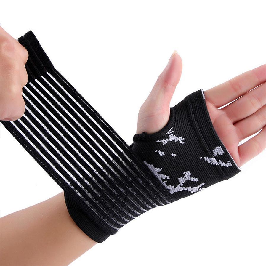 JMT-726986 Black Knitted Compression Palm for Sports and Activities, Made of 70% Nylon and 30% Spandex, One Size Fits Most