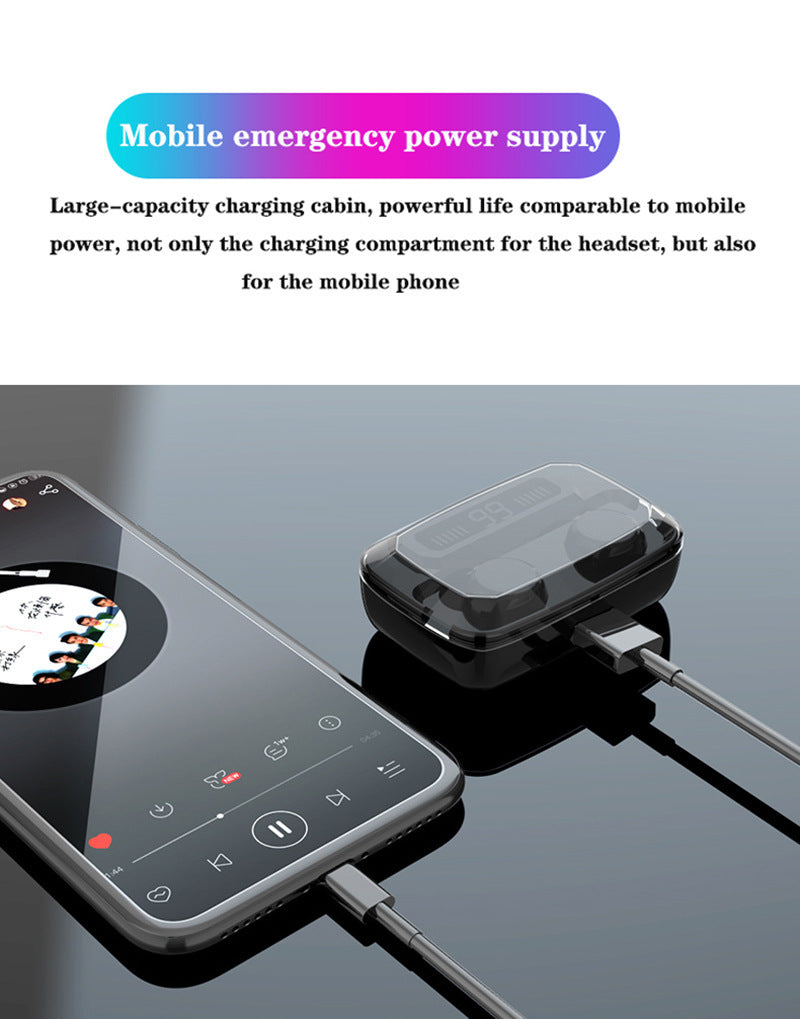 JMT-727242 Wireless Bluetooth Headset with Digital Power Display, Touch Control, Noise Isolation, and Sweatproof Design