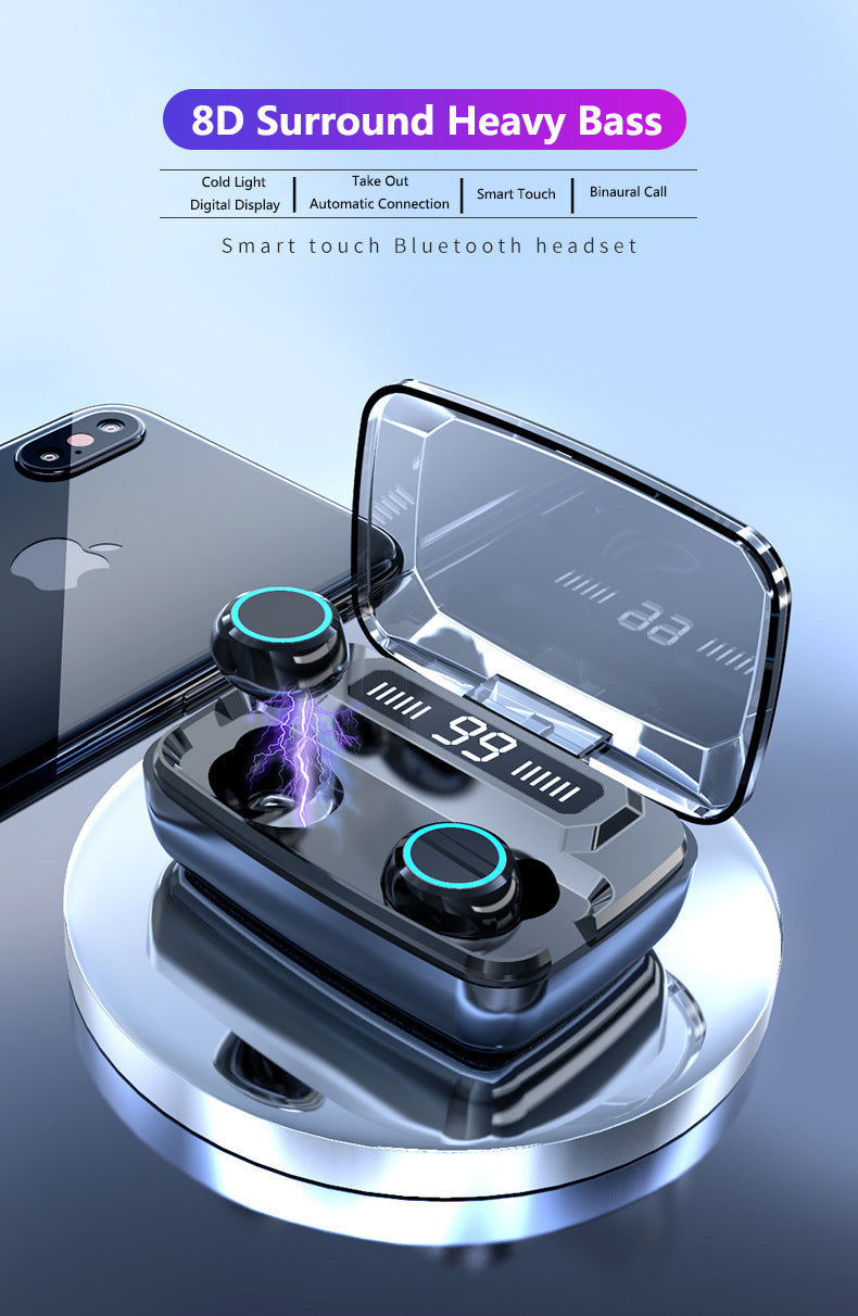 JMT-727242 Wireless Bluetooth Headset with Digital Power Display, Touch Control, Noise Isolation, and Sweatproof Design