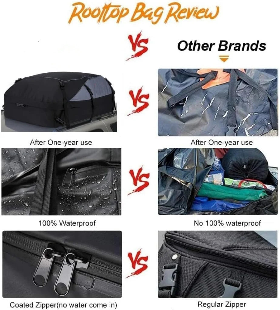 JMT-727370 Waterproof 20 Cubic Feet Rooftop Cargo Carrier for Vehicles Without Luggage Racks