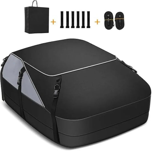 JMT-727370 Waterproof 20 Cubic Feet Rooftop Cargo Carrier for Vehicles Without Luggage Racks