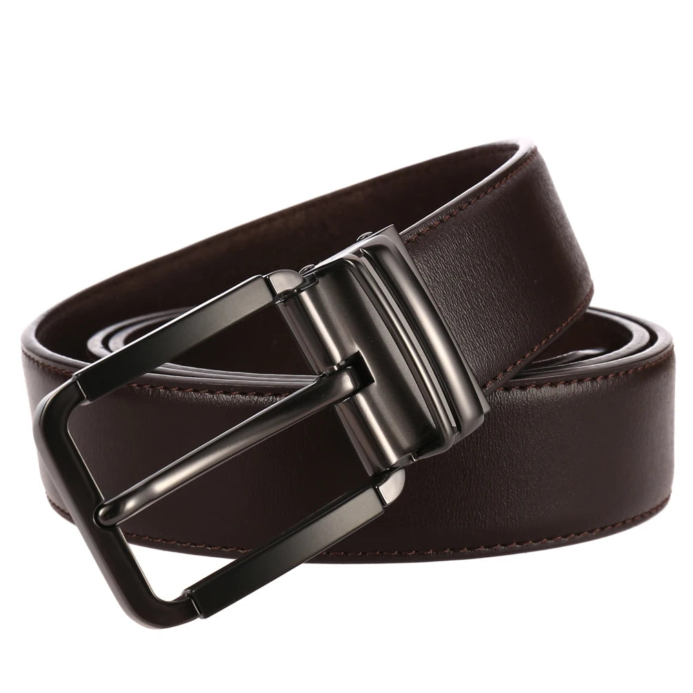 JMT-727498 Genuine Leather Casual Pin Buckle Belt for Men - Model LY35-3946-3