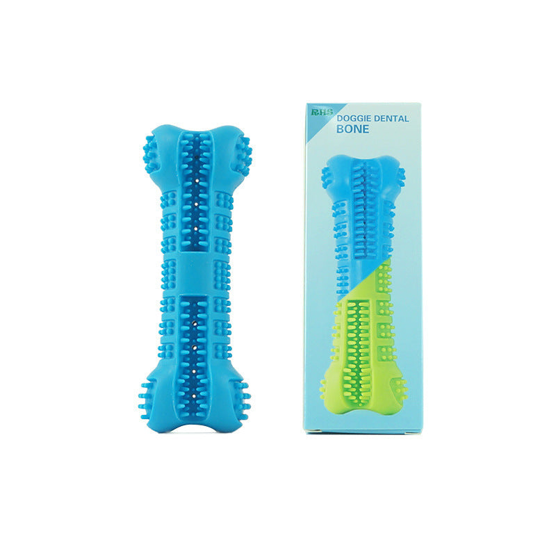 JMT-727882 Silicone Bone Toothbrush Toy for Dogs - Sky Blue & Cyan Pet Dental Accessory