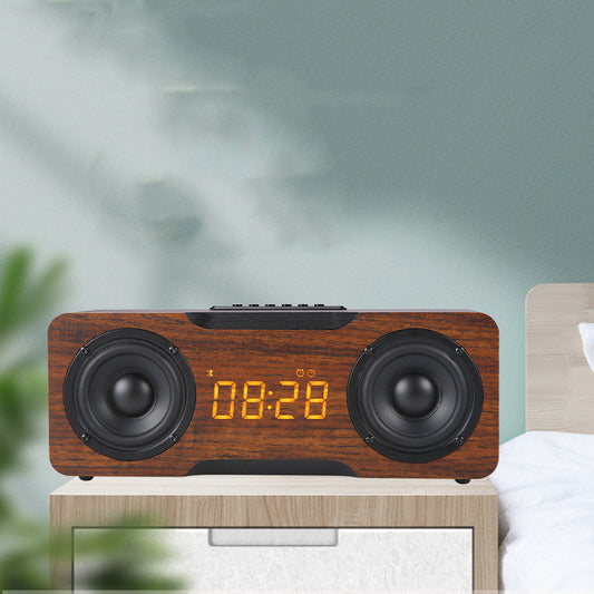 JMT-728074 Wooden Bluetooth Clock Speaker with Digital Display and U Disk/TF Card Support